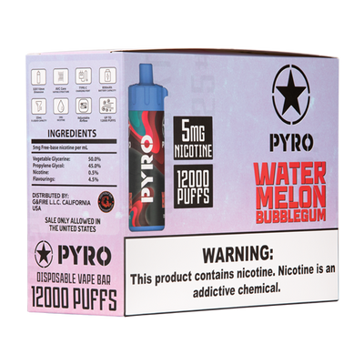 Watermelon Bubble Gum PYRO 12000 Best Sales Price - Disposables