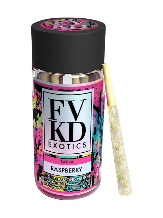 Raspberry FVKD Liquid Diamond Pre Rolls 7.5G 5ct Best Sales Price - Vape Pens