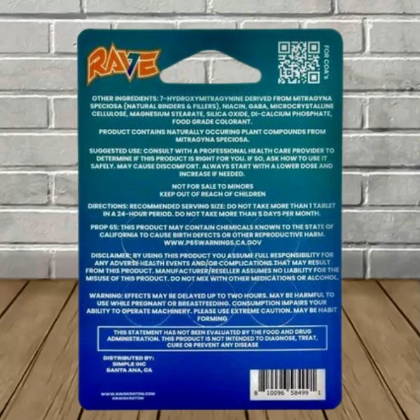 Rave Kratom 7-Hydroxy Extract Tablets 60mg