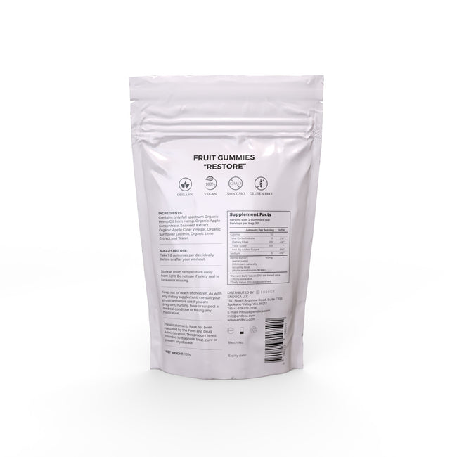 Endoca DE CBD Gummies „Restore“ 1200mg CBD, THC Free, Lime