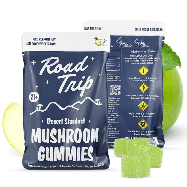 Stardust Magic Mushroom Gummies – Green Apple – Road Trip