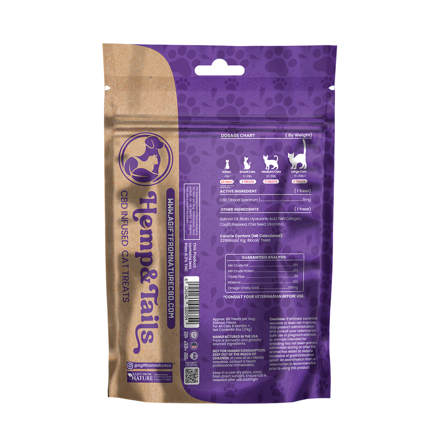 Hemp & Tails Cat Treats - Skin & Coat - Salmon Bites
