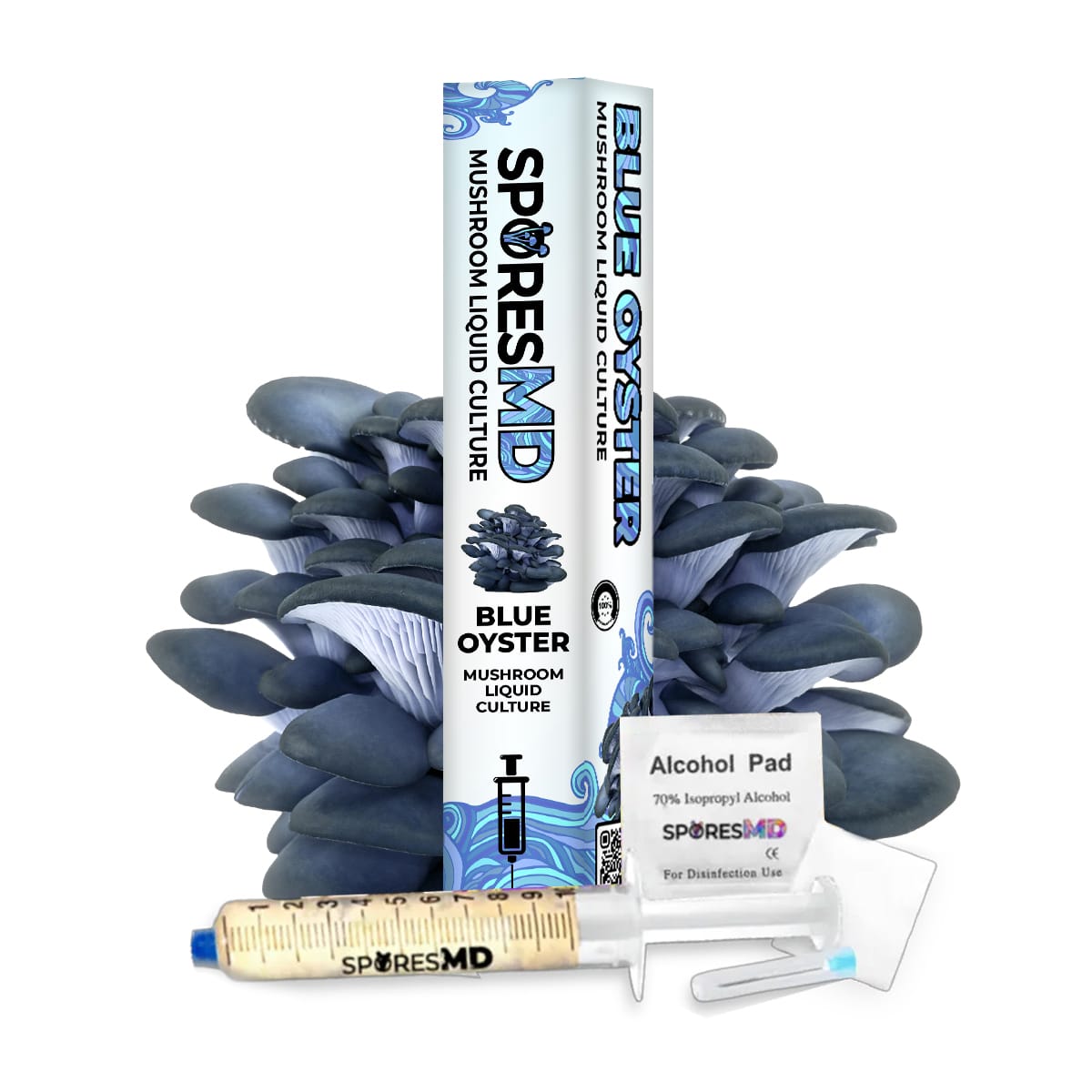 SporesMD Blue Oyster Organic Mushroom Liquid Culture Syringe (10ml)