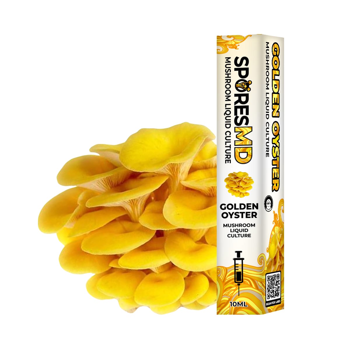 SporesMD Golden Oyster Organic Mushroom Liquid Culture Syringe (10ml)
