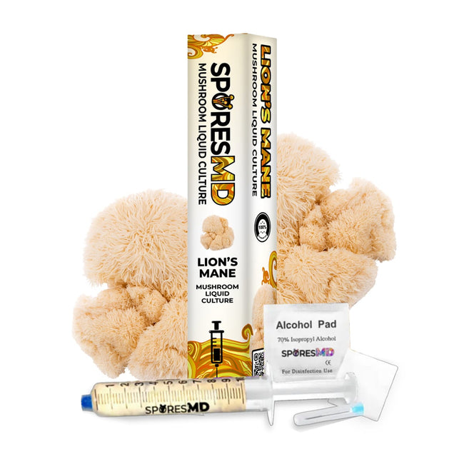 SporesMD Lion’s Mane Organic Mushroom Liquid Culture Syringe (10ml)