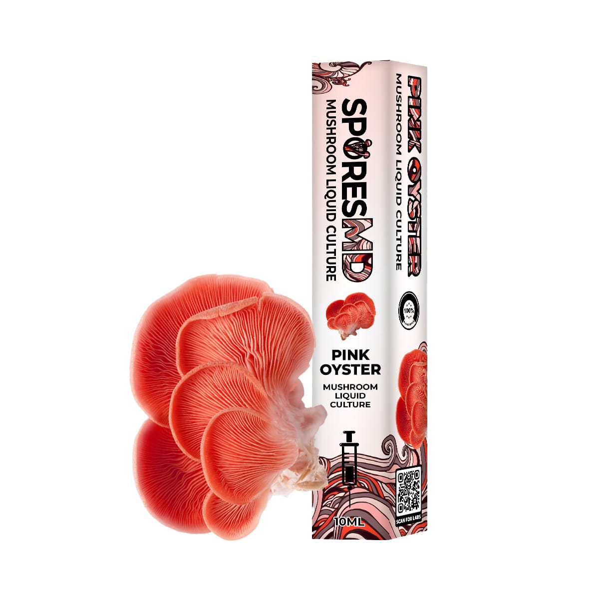 SporesMD Pink Oyster Organic Mushroom Liquid Culture Syringe (10ml)