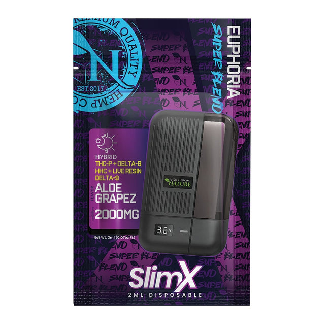 A Gift From Nature SlimX 2000MG DISPOSABLE - ALOE GRAPEZ - EUPHORIA (THCP / D8 / HHC / LIVE RESIN / D9)