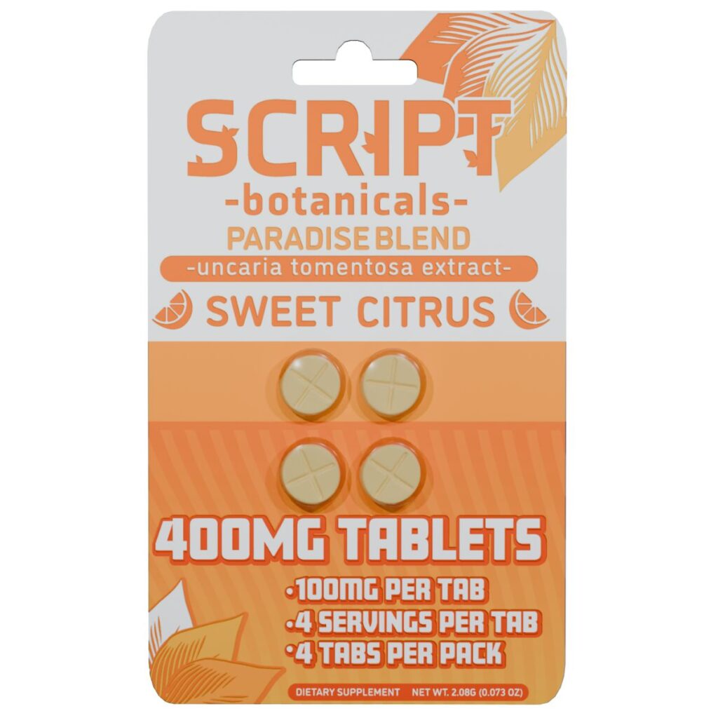 Script Botanicals Paradise Blend Cat’s Claw Tablets 4pk 400mg Best Sales Price - Edibles