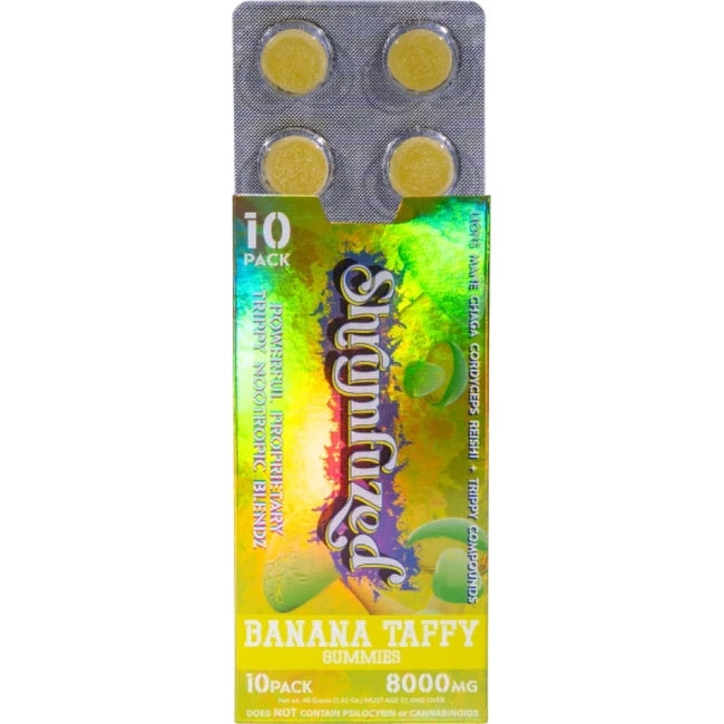 Shrumfuzed Nootropic Trippy Psychedelic Mushroom Gummies 10pc -(Banana Taffy)