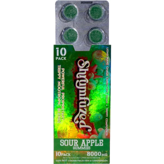 Shrumfuzed Nootropic Trippy Psychedelic Mushroom Gummies 10pc-(Sour Apple)