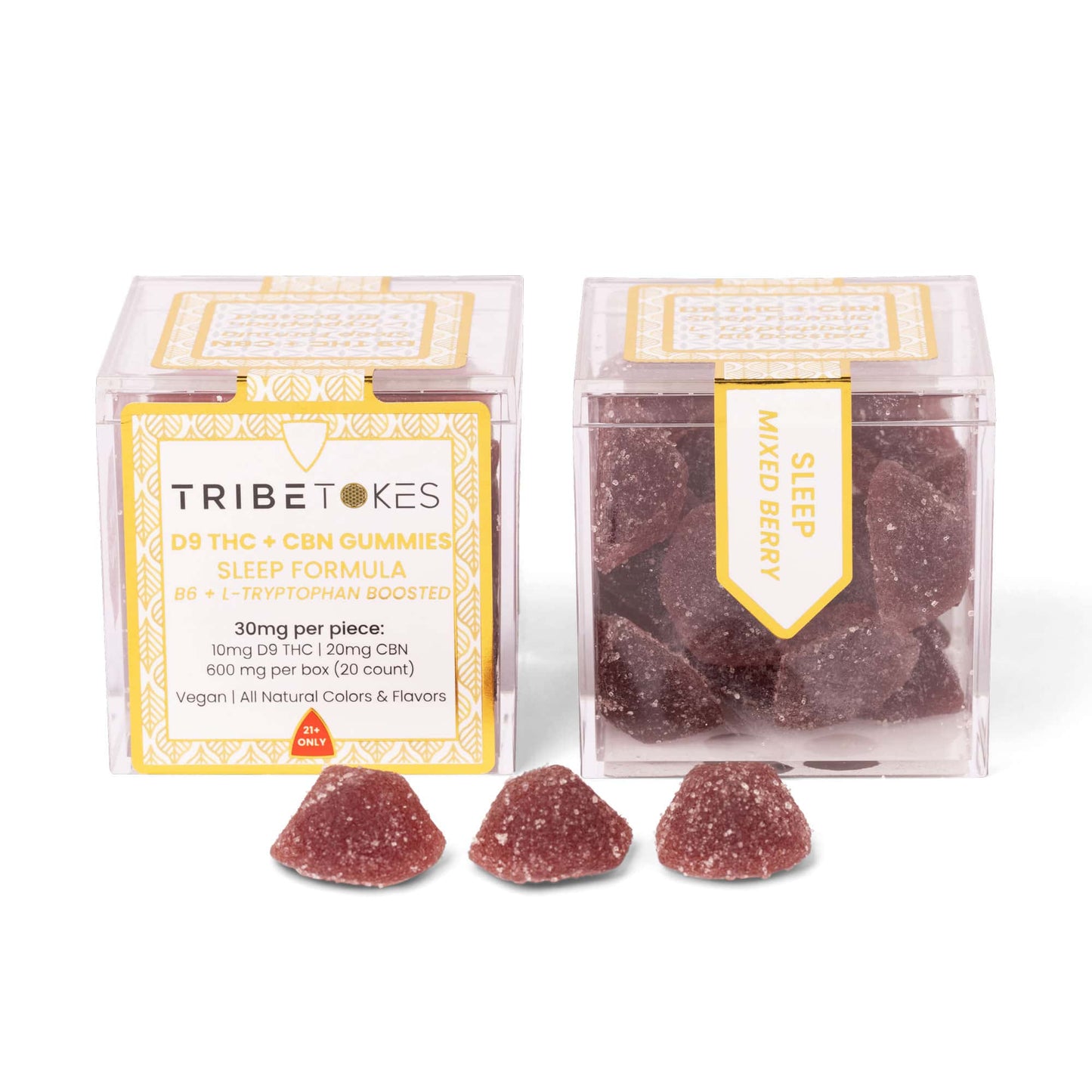 TribeTokes THC + CBN Sleep Gummies | With B6 and L-Tryptophan | Mixed Berry
