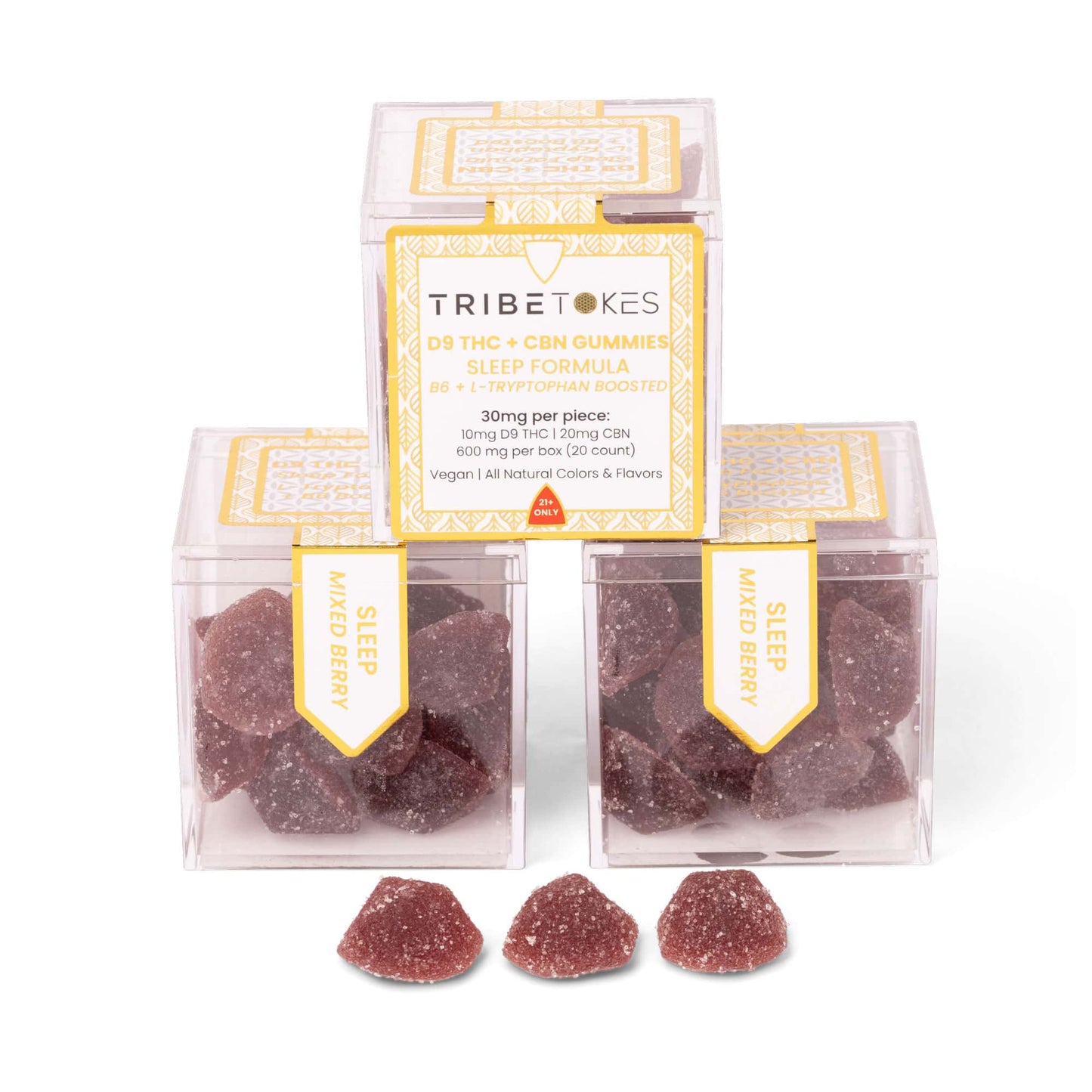 TribeTokes THC + CBN Sleep Gummies | With B6 and L-Tryptophan | Mixed Berry