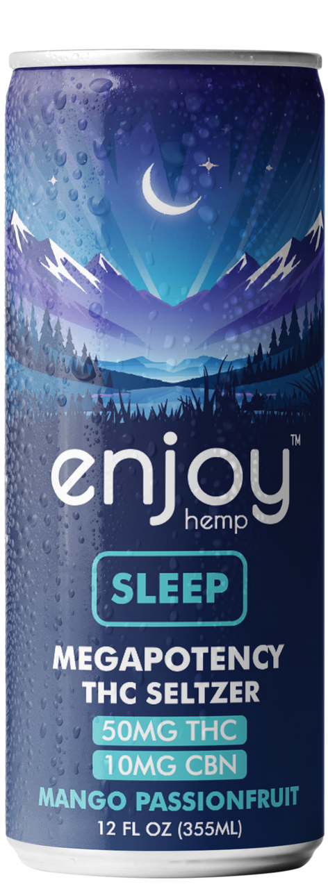 Enjoy Hemp 50mg THC + 10mg CBN Mango Passionfruit Seltzer for Sleep | Megapotency