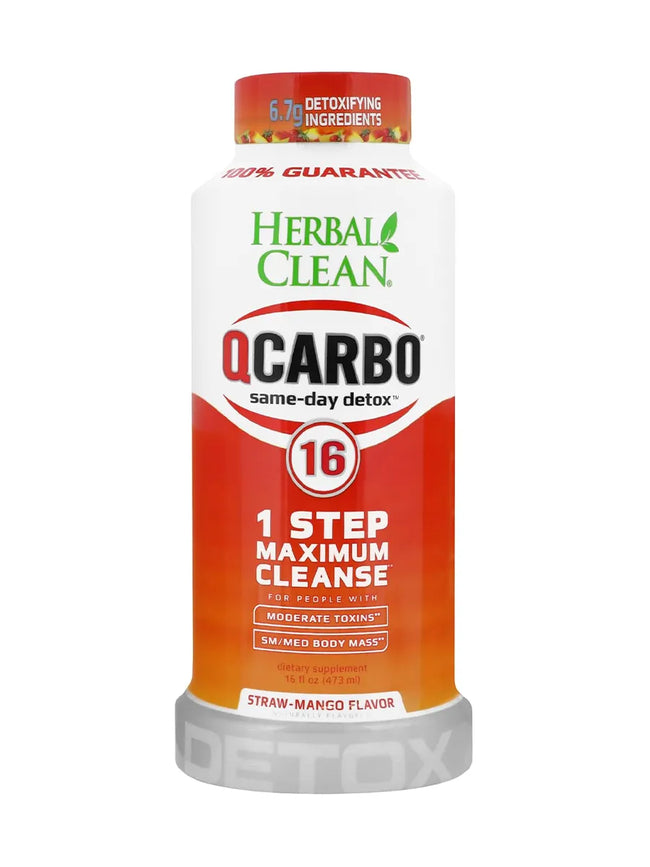 Straw Mango Herbal Clean QCarbo16 Same-Day Premium Detox Drink 16 Fl Oz