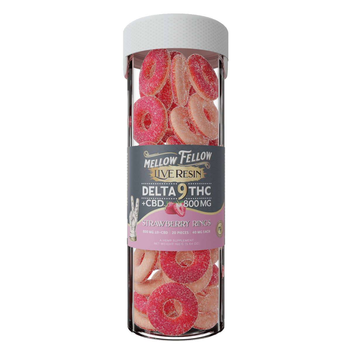Mellow Fellow Delta 9 Live Resin Strawberry Rings Gummies