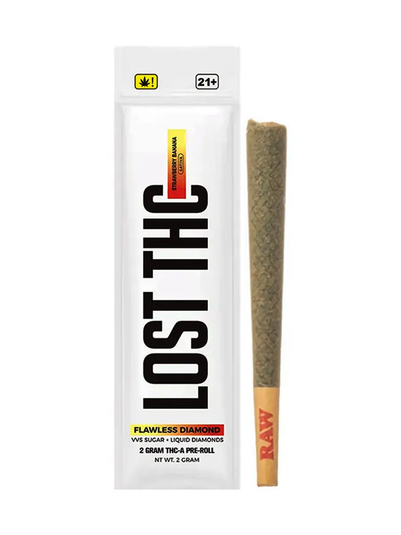 Strawberry Banana Lost THC Flawless Diamond Blend THCA Pre-Roll 2G 1ct Best Sales Price - Pre Rolls