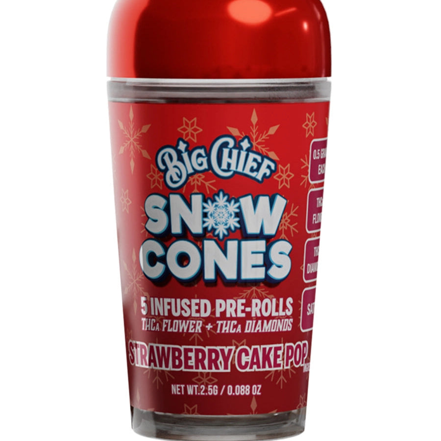 Strawberry Cake Pop Big Chief Snow Cones Infused Pre-Rolls THCa Flower+THC-A Diamonds 2.5G