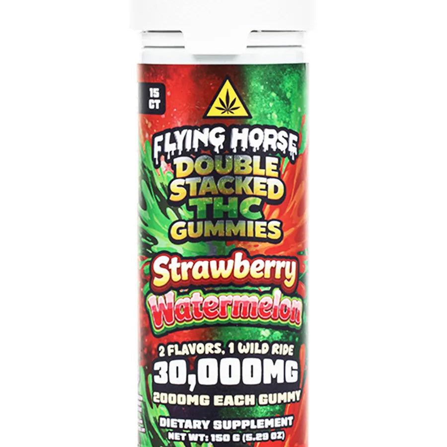 Strawberry Watermelon Flying Horse Double Stacked THC Gummies 30G