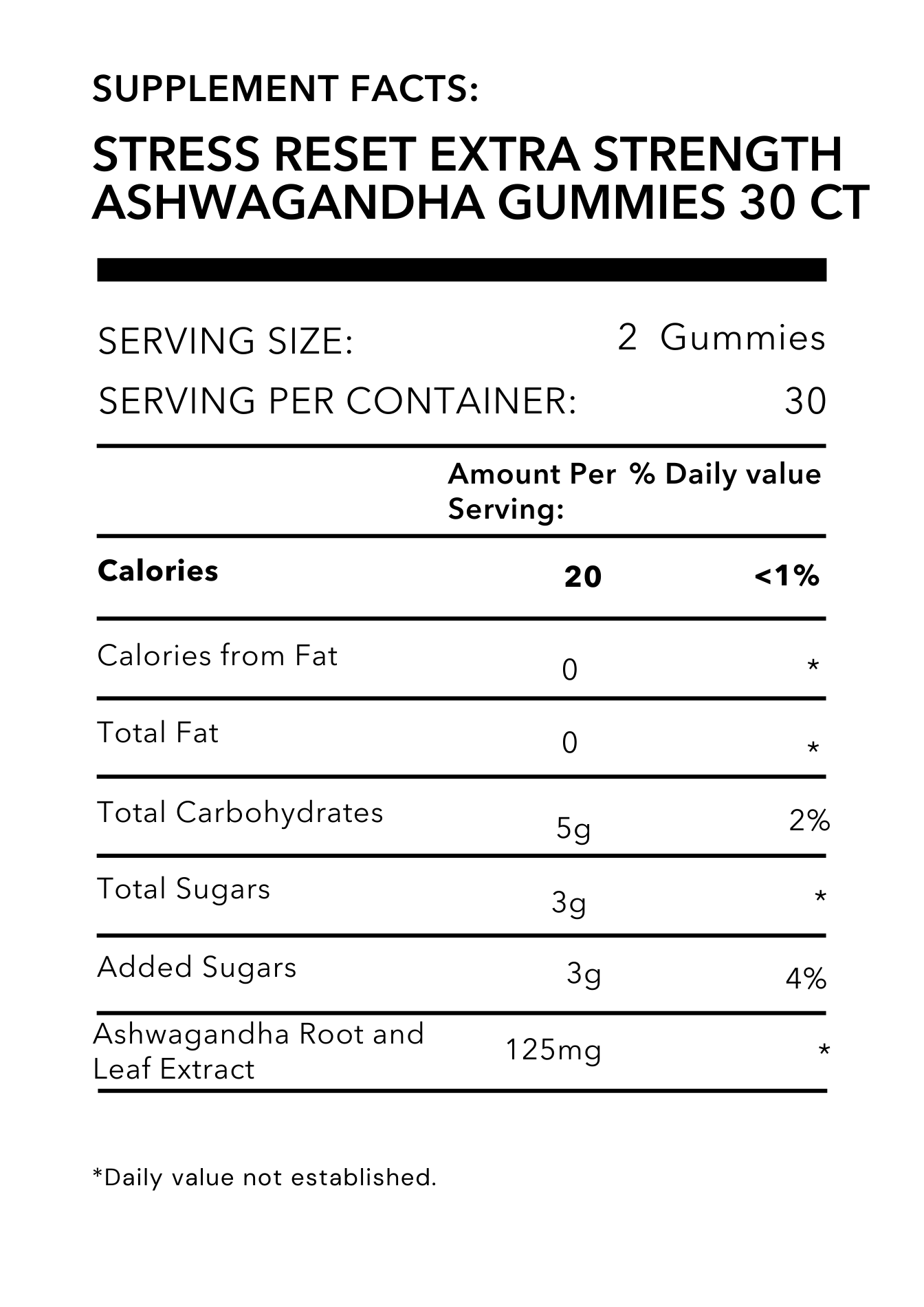 Stress Reset Ashwagandha Gummies 60 ct