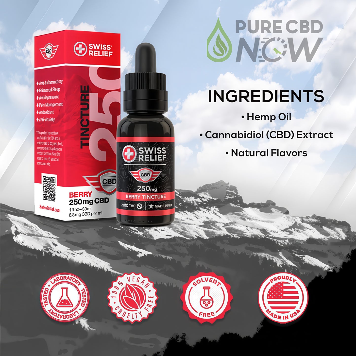 Swiss Relief Berry CBD Oil Tincture 500-3000mg