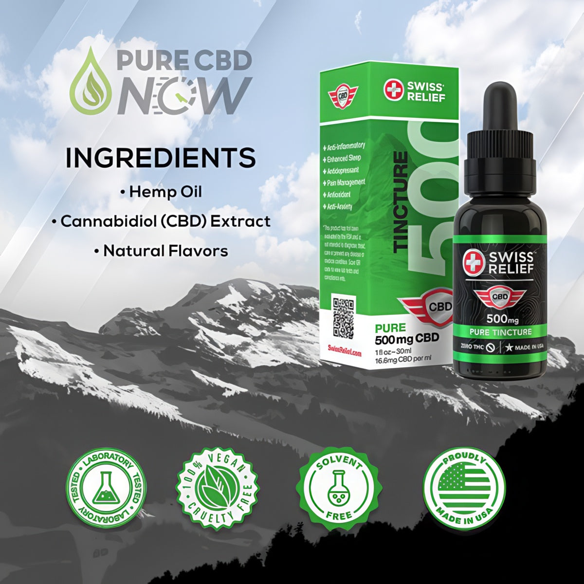 Swiss Relief Pure CBD Oil Tincture 500-3000mg