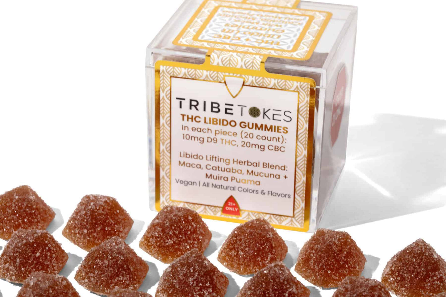 TribeTokes THC Libido Lift Gummies | With CBC, Maca, Muira Puama, Catuaba + Mucuna | Peach