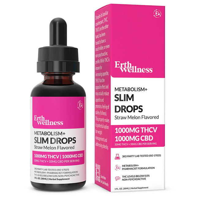 Erth Wellness | THCV + CBD Metabolism+ Slim Drops - 2000mg Best Sales Price - Tincture Oil