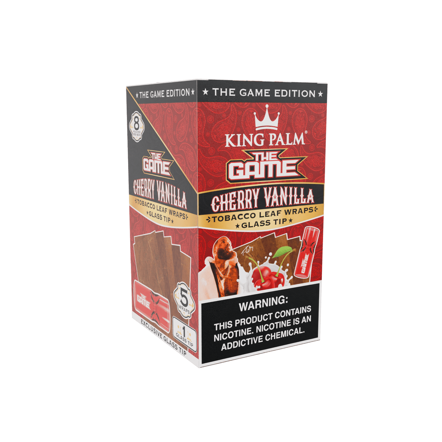 Tobacco Sheets w/Glass Tips – The Game Edition – Cherry Vanilla King Palm Best Sales Price - Pre-Rolls