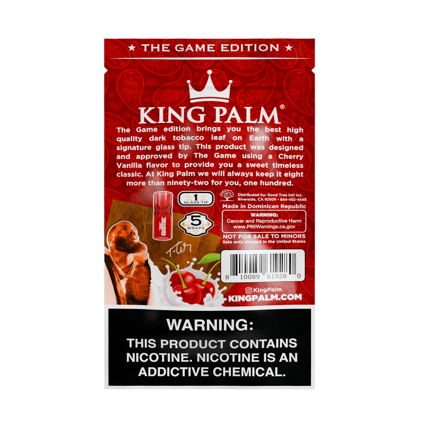 Tobacco Sheets w/Glass Tips – The Game Edition – Cherry Vanilla King Palm Best Sales Price - Pre-Rolls