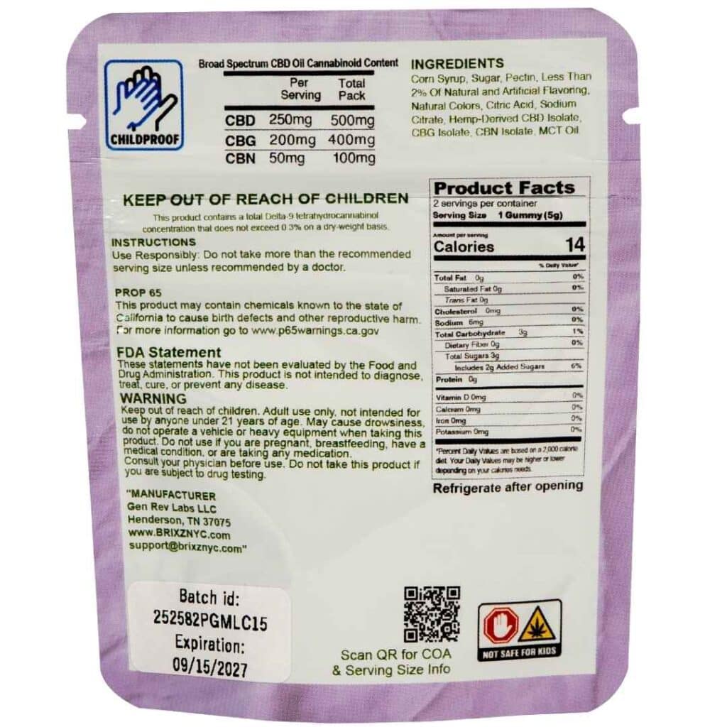 BRIXZ CBD+ LIVE Gummy 500mg 2pk