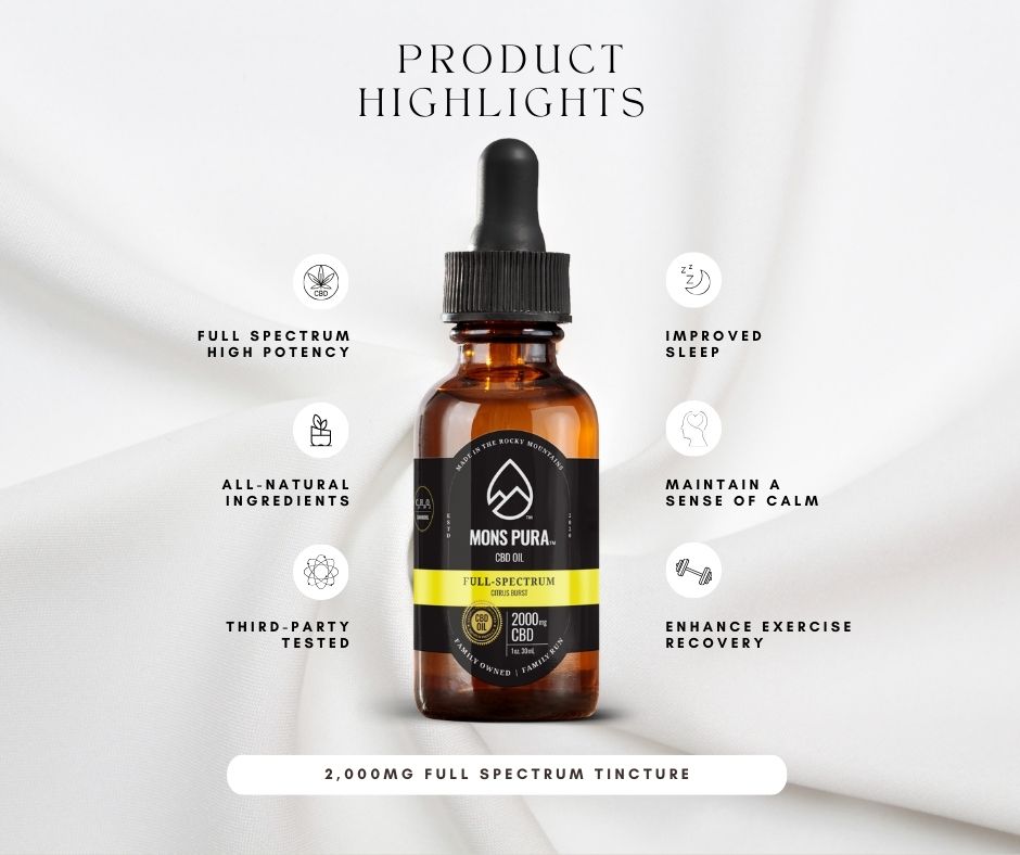 Mons Pura Full Spectrum 2,000mg Tincture Best Sales Price - Tincture Oil