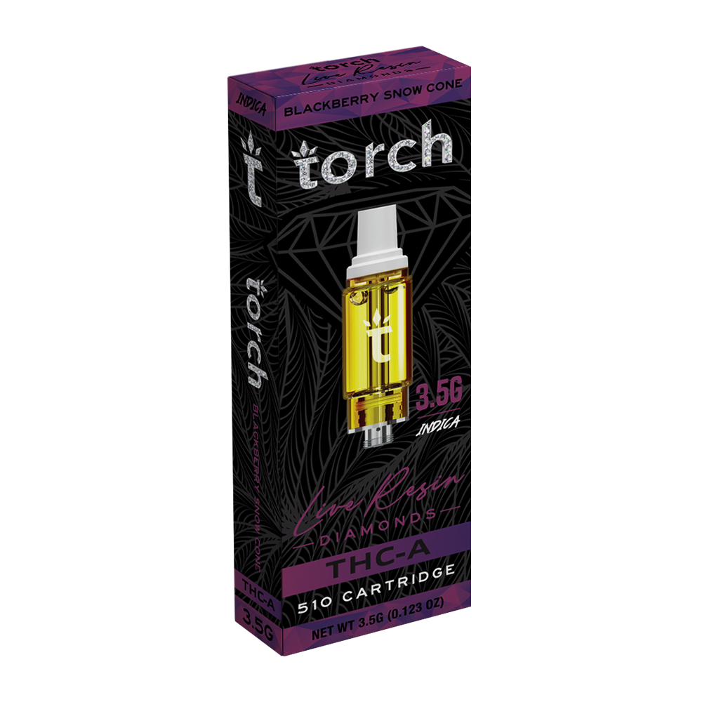 Torch Live Resin Diamonds Cartridge Blackberry Snow Cone | Indica | 3.5G Best Sales Price - Vape Cartridges