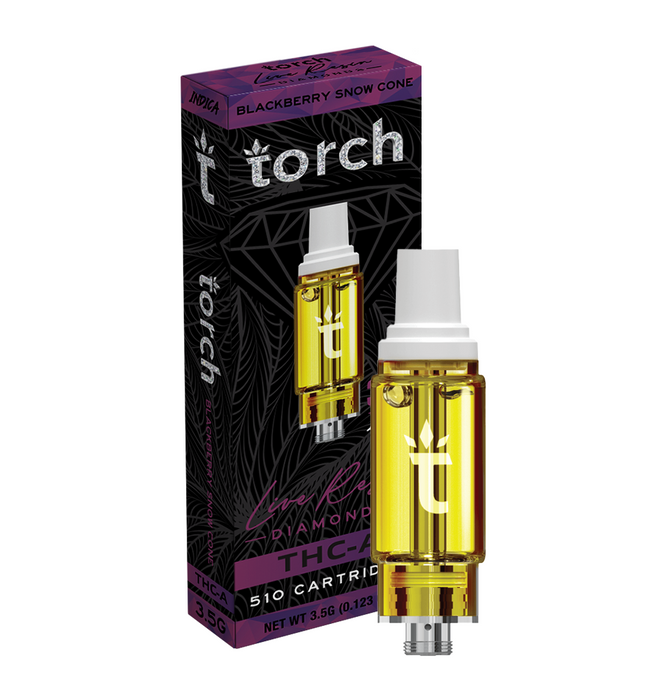 Torch Live Resin Diamonds Cartridge Blackberry Snow Cone | Indica | 3.5G Best Sales Price - Vape Cartridges