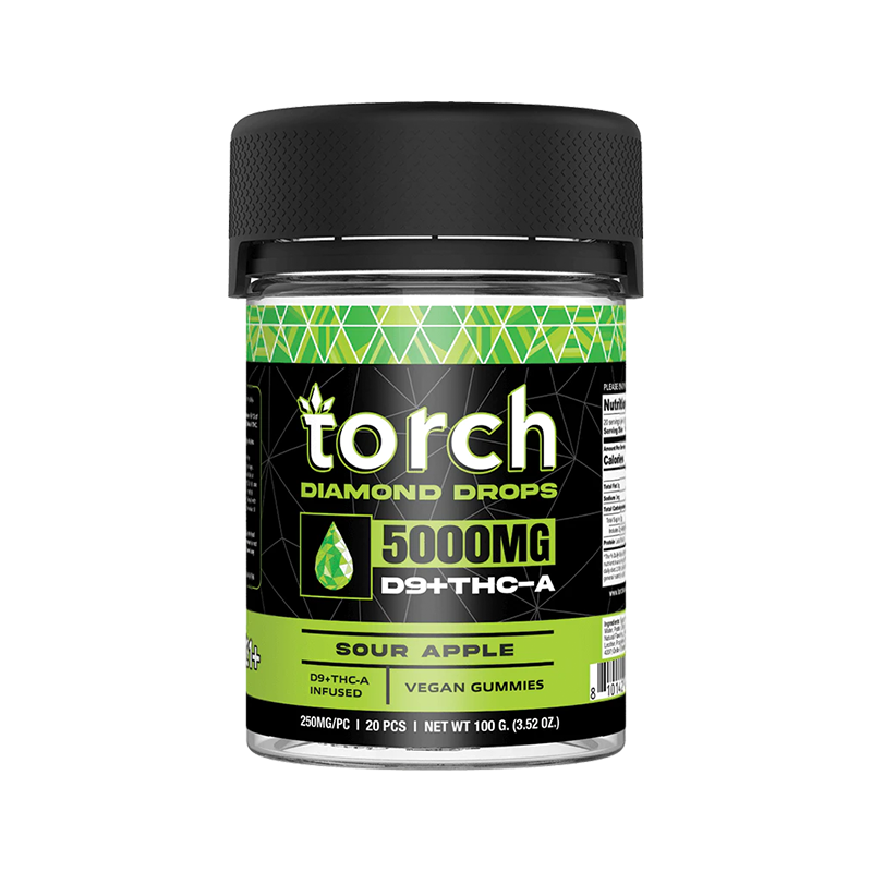 Torch Diamond Drop Gummies Sour Apple | 20ct | 5000mg Best Sales Price - Gummies