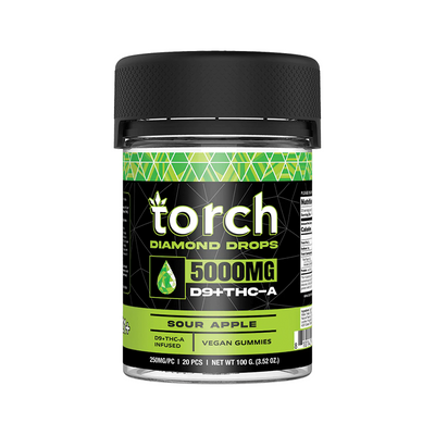 Torch Diamond Drop Gummies Sour Apple | 20ct | 5000mg Best Sales Price - Gummies