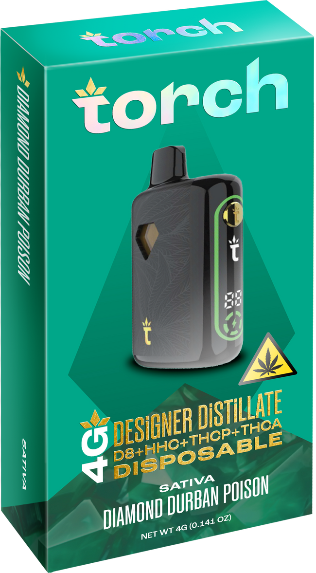 Torch Designer DiSTiLLATE Disposable Diamond Durban Poison | Sativa | 4g