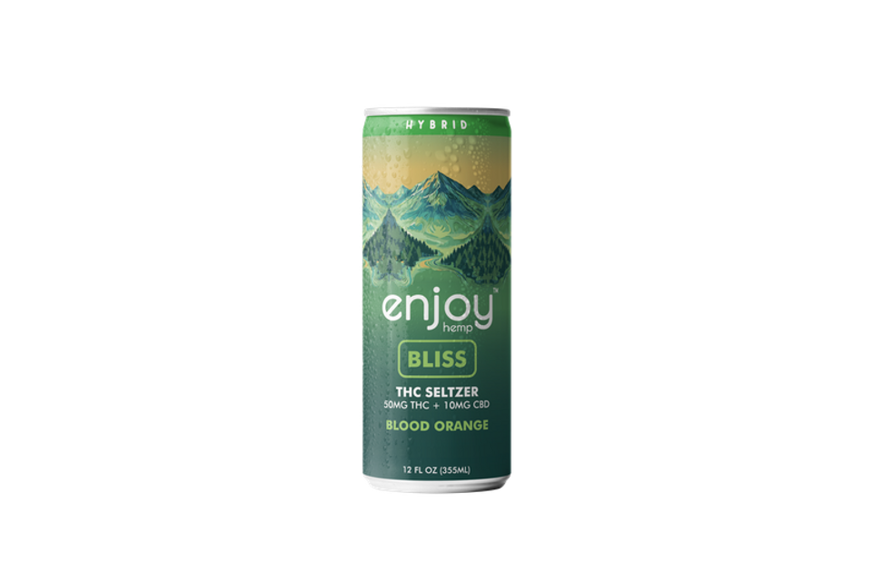 Enjoy Hemp 50mg THC + 10mg CBD Blood Orange Seltzer for Bliss (Hybrid) | Megadose Social-Tonic, Alcohol-Free Drink