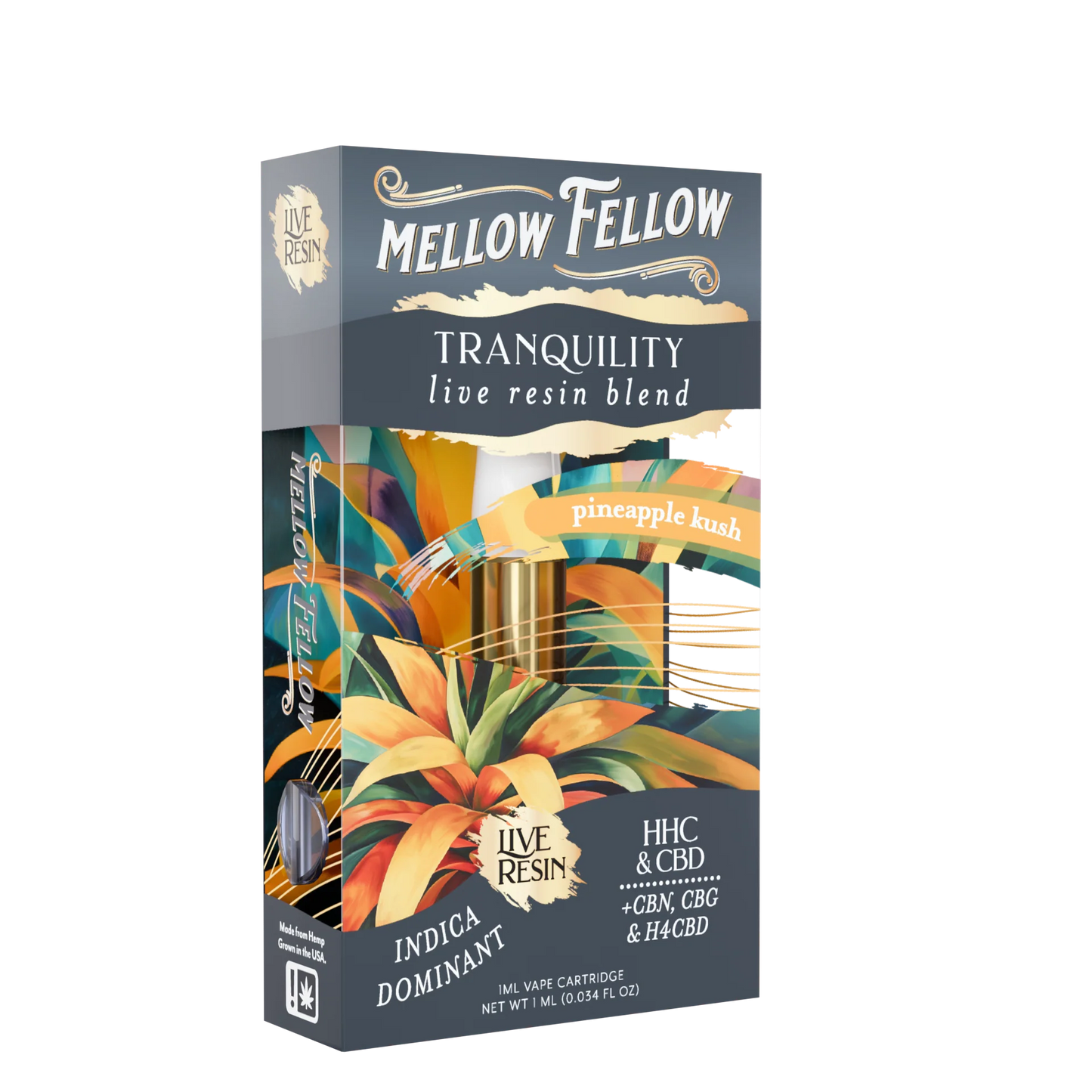 Mellow Fellow Tranquility Blend 1ml Live Resin Vape Cartridge - Pineapple Kush (Indica Dominant)