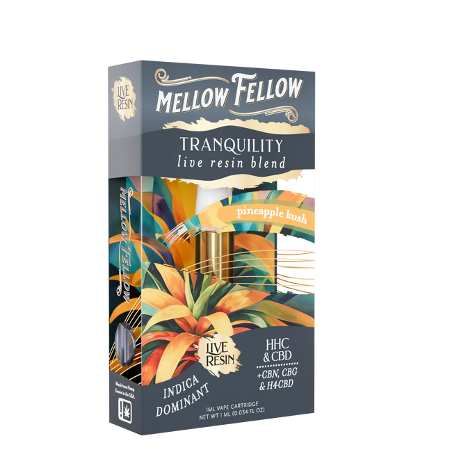 Mellow Fellow Tranquility Blend 1ml Live Resin Vape Cartridge - Pineapple Kush (Indica Dominant)