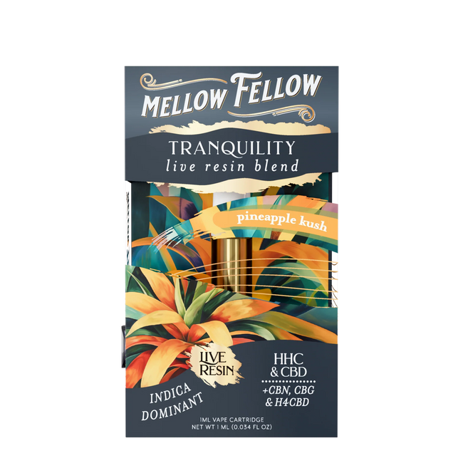 Mellow Fellow Tranquility Blend 1ml Live Resin Vape Cartridge - Pineapple Kush (Indica Dominant)