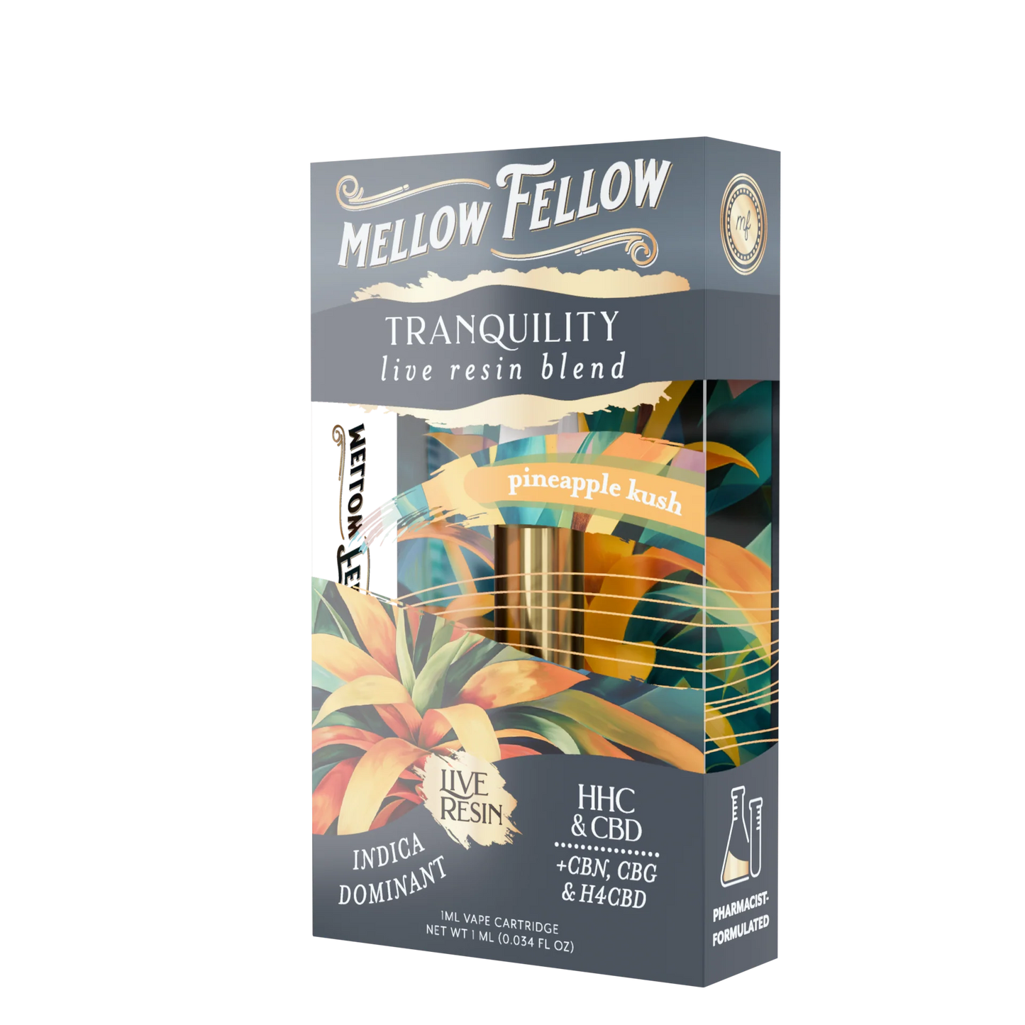 Mellow Fellow Tranquility Blend 1ml Live Resin Vape Cartridge - Pineapple Kush (Indica Dominant)