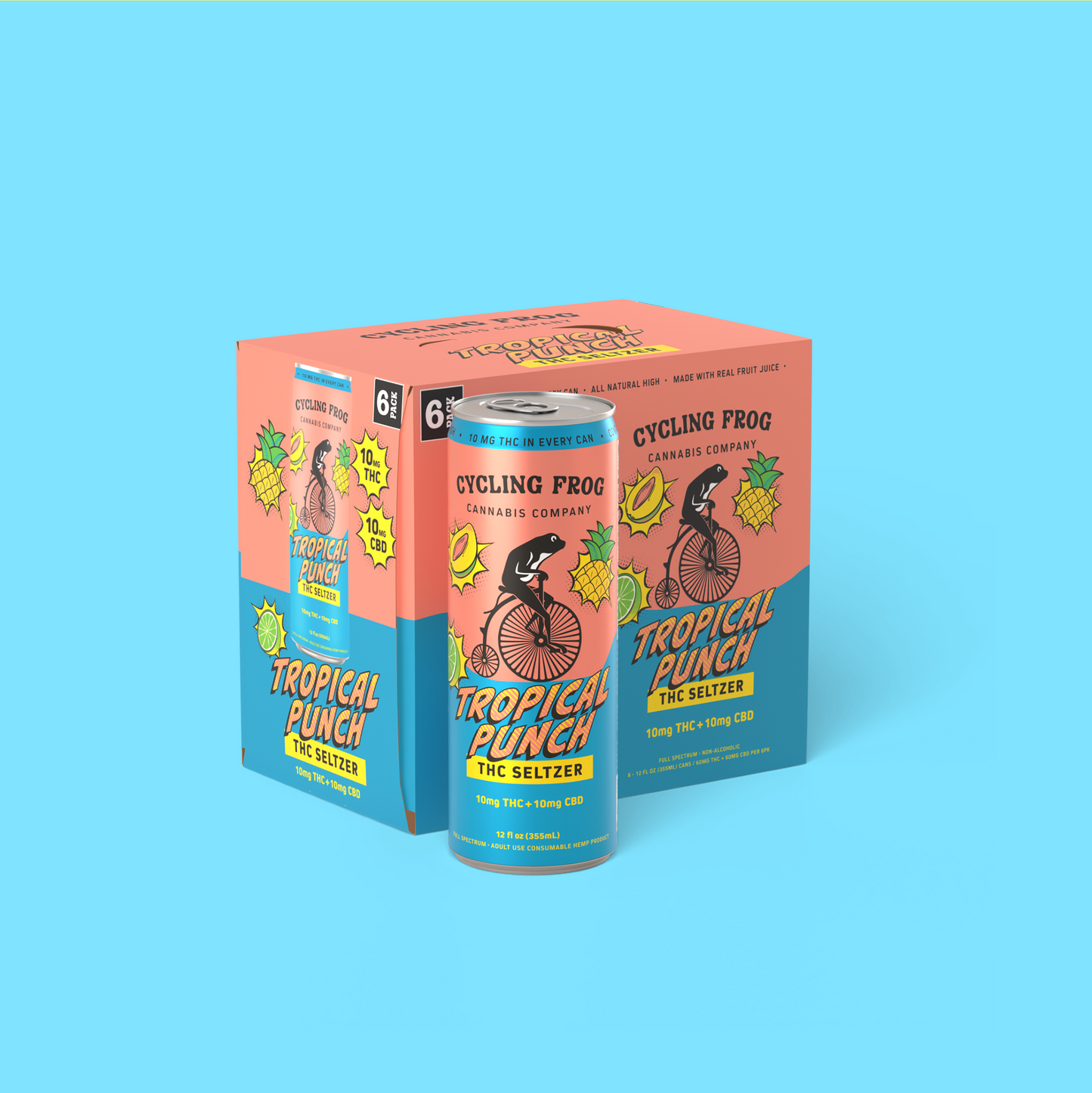 Tropical Punch THC Seltzer, 10mg THC + 10mg CBD