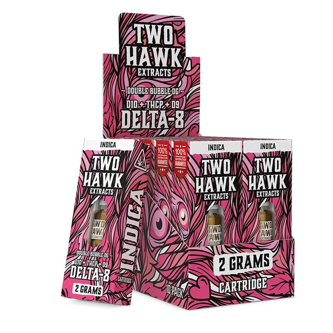 Delta 8 THC Vape Cartridge with D10 + THC-P – Double Bubble – Indica 2g – Two Hawk Extracts