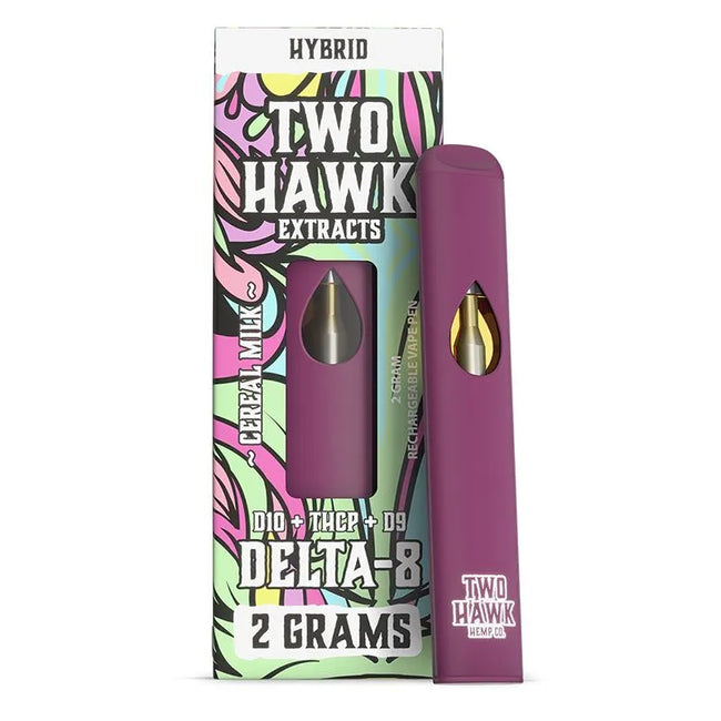 Delta 8 THC Vape Pen with D10 + THC-P – Cereal Milk – Hybrid 2g – Two Hawk Extracts
