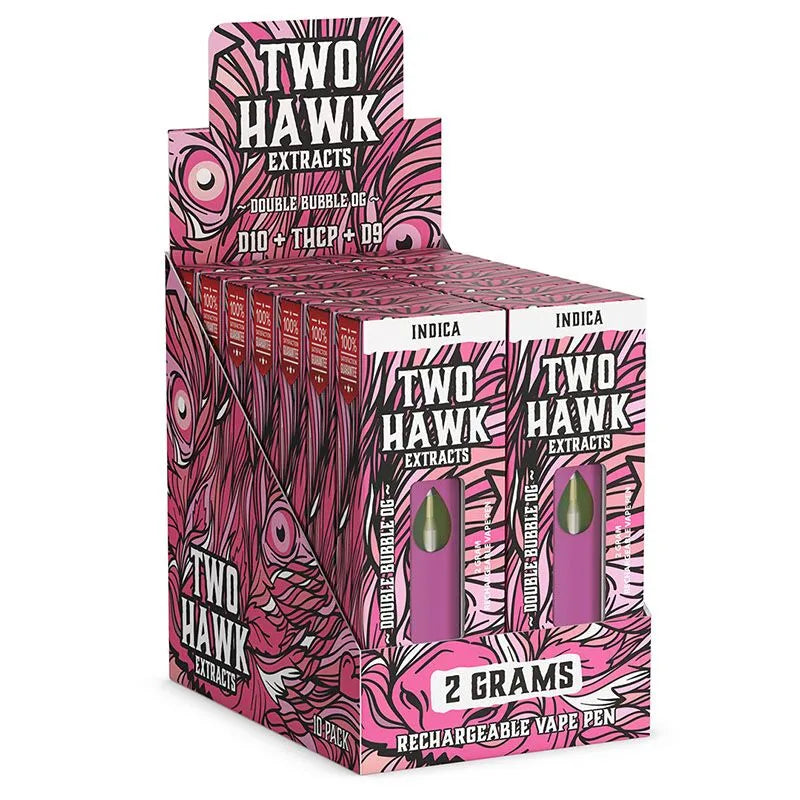 Delta 8 THC Vape Pen with D10 + THC-P – Double Bubble OG – Indica 2g – Two Hawk Extracts