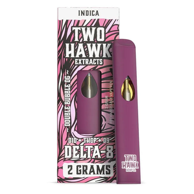 Delta 8 THC Vape Pen with D10 + THC-P – Double Bubble OG – Indica 2g – Two Hawk Extracts