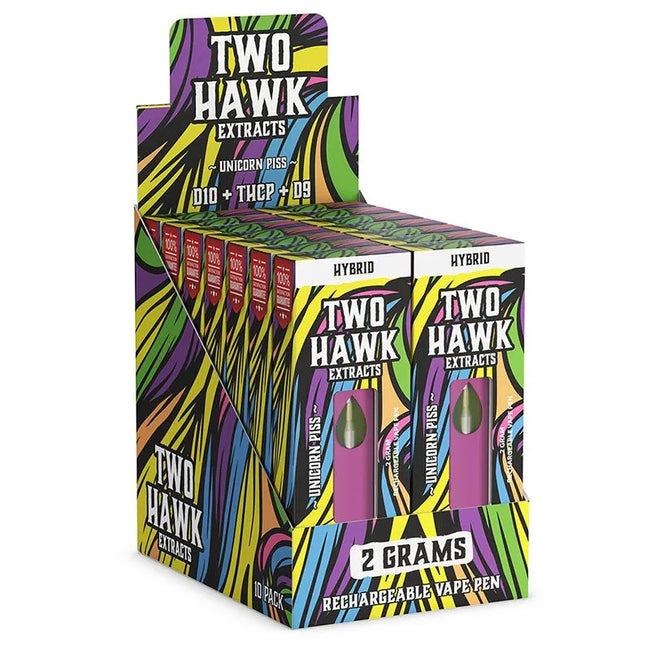 Delta 8 THC Vape Pen with D10 + THC-P – Unicorn Piss- Hybrid 2g – Two Hawk Extracts