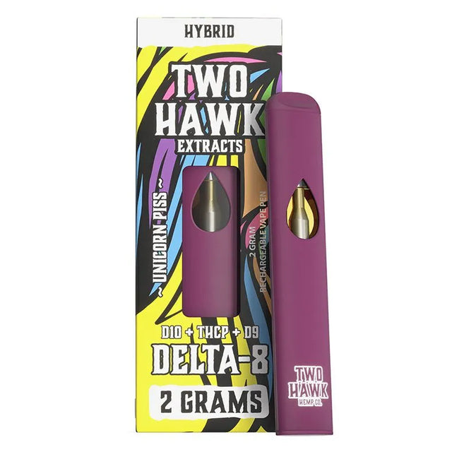 Delta 8 THC Vape Pen with D10 + THC-P – Unicorn Piss- Hybrid 2g – Two Hawk Extracts
