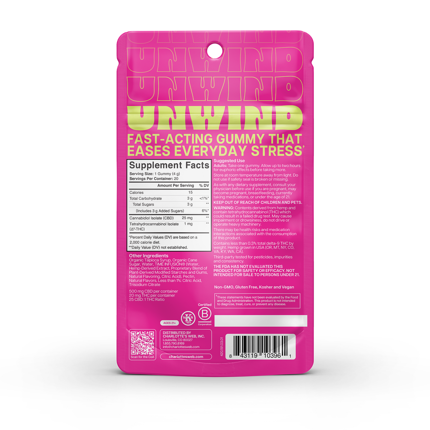 Charlotte's Web Unwind THC Gummies