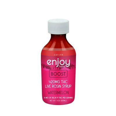 Enjoy Hemp Boost Delta 9 THC Live Rosin Syrup 420mg - Watermelon (Sativa) Best Sales Price - Tincture Oil